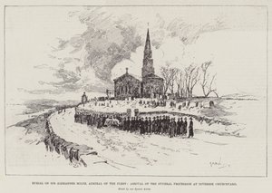 Enterrement de Sir Alexander Milne, amiral de la flotte, arrivée du cortège funèbre au cimetière d